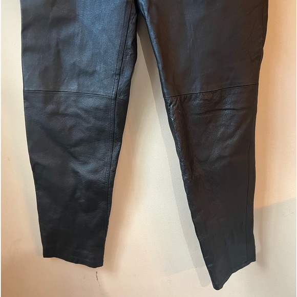 Vintage Bagatelle Black 100% Leather Pants Straight Leg Mom Style High waist 12 - Picture 7 of 11